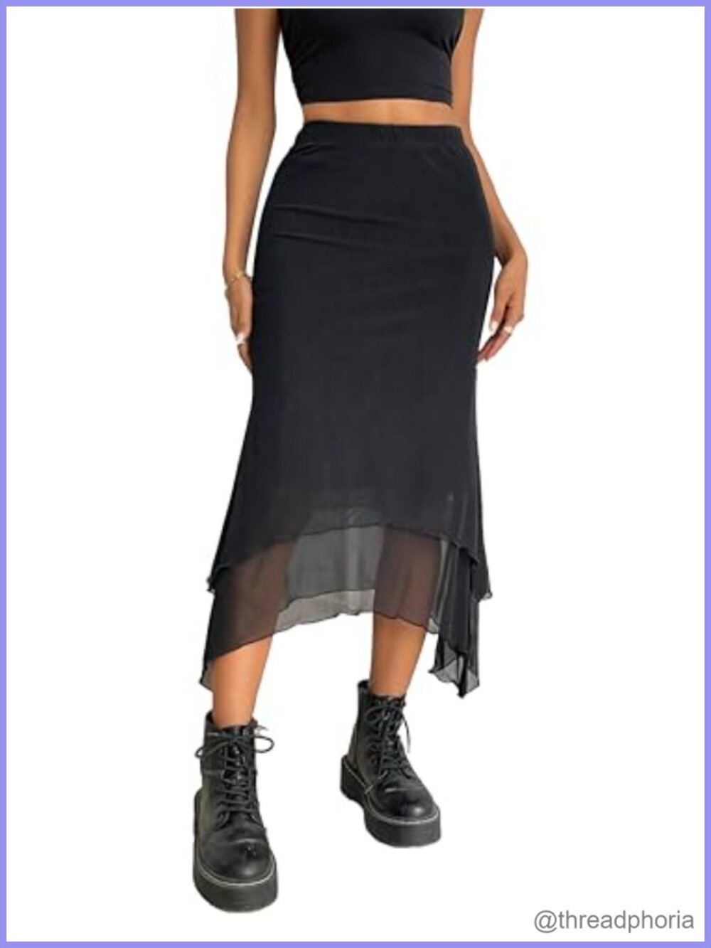 Mesh Asymmetrical Mermaid Midi Skirt High Waist Fishtail Long Skirt
